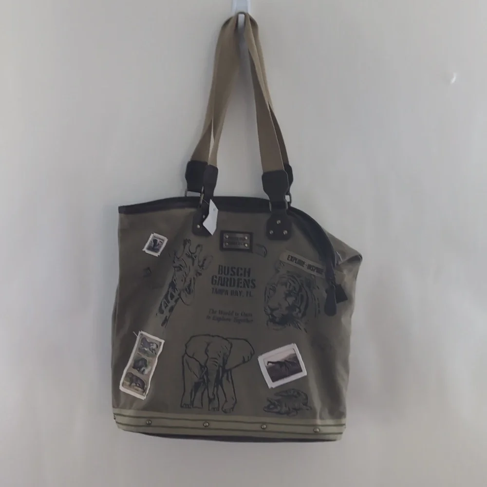 Busch Gardens Canvas Tote Bag with Animal Prints New With Tags - Picture 3 of 16